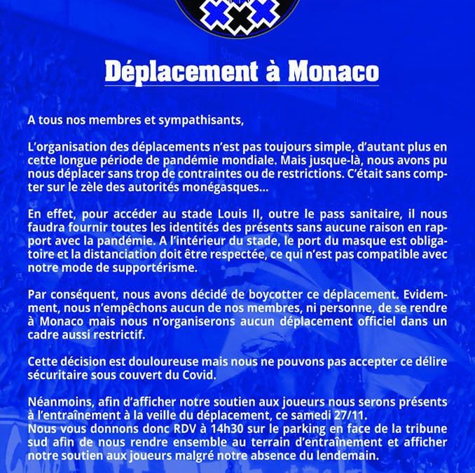 Communiqué : Déplacement à Monaco